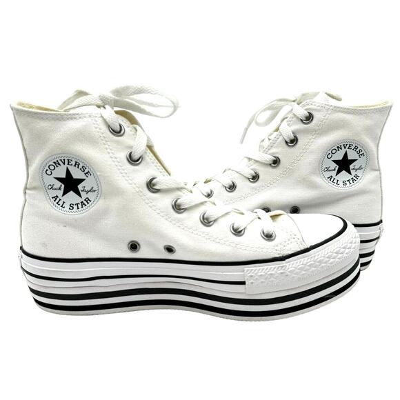 CONVERSE Womens 7.5 White Chuck Taylor All Star Lift Platform High-Top Sneakers - Picture 1 of 9